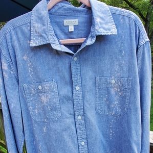Men's Denim Bleach Sprayed Shirt